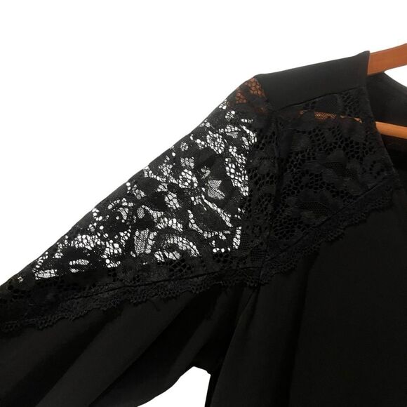Torrid black faux wrap blouse with lace detail - Picture 7 of 9
